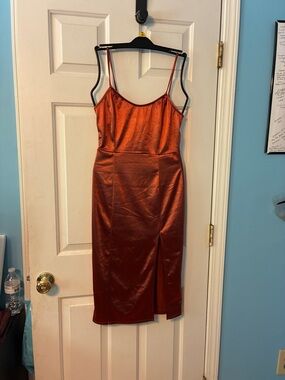 Forever 21 Copper Satin Midi Slip Dress